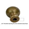Solid Antique Brass Sphere Lamp Finial 1.75"h view 3