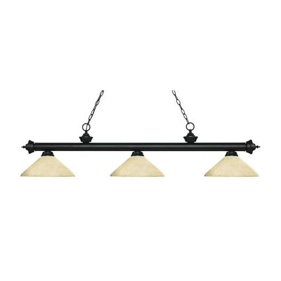 Riviera - 3 Light Island/Billiard in Billiard Style - 13.75 Inches Wide by 13 Inches High-Matte Black Finish-Golden Mott