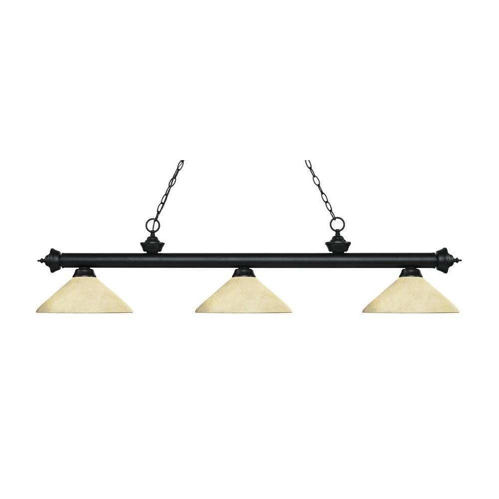 Riviera - 3 Light Island/Billiard in Billiard Style - 13.75 Inches Wide by 13 Inches High-Matte Black Finish-Golden Mott