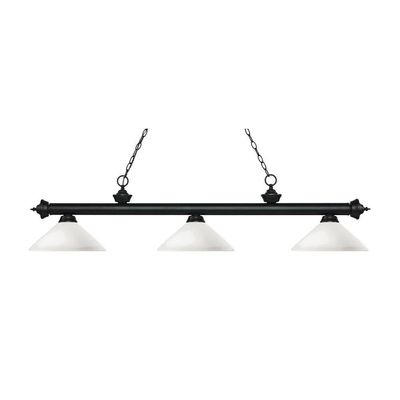 Riviera - 3 Light Island/Billiard in Billiard Style - 13.75 Inches Wide by 13 Inches High-Matte Black Finish-Matte Opal