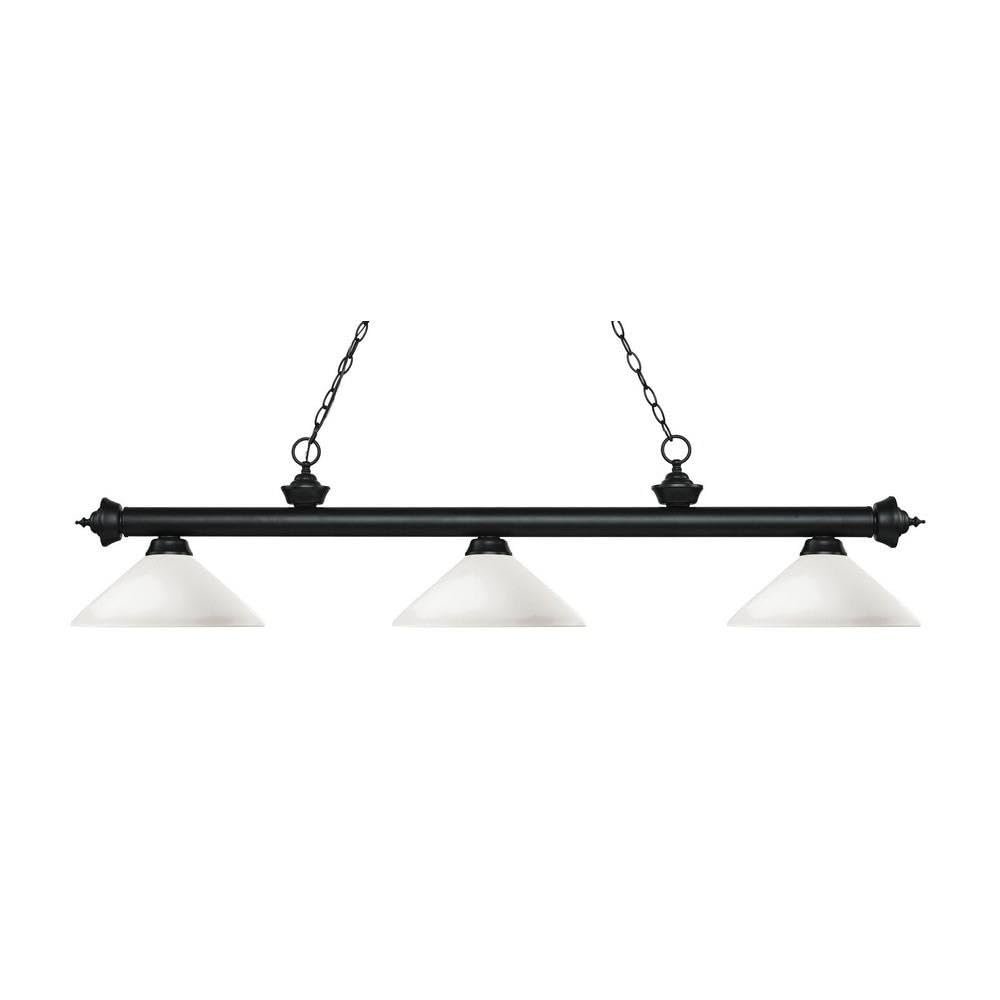 Riviera - 3 Light Island/Billiard in Billiard Style - 13.75 Inches Wide by 13 Inches High-Matte Black Finish-Matte Opal