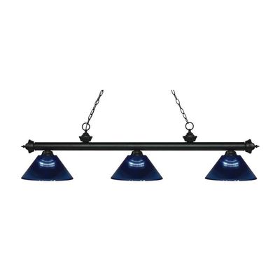 Riviera - 3 Light Island/Billiard in Billiard Style - 14.25 Inches Wide by 14.25 Inches High-Matte Black Finish-Dark Blu