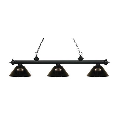 Riviera - 3 Light Island/Billiard in Billiard Style - 14.25 Inches Wide by 14.25 Inches High-Matte Black Finish-Smoke Sh