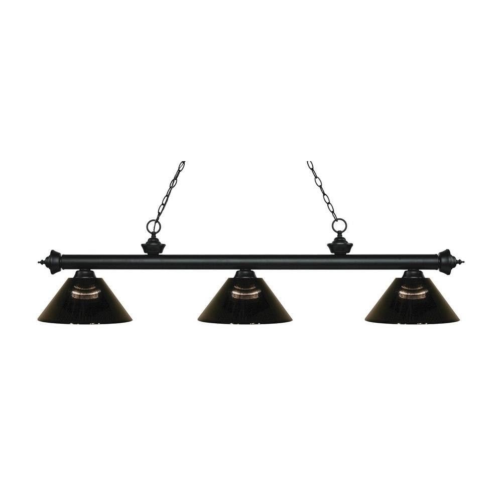 Riviera - 3 Light Island/Billiard in Billiard Style - 14.25 Inches Wide by 14.25 Inches High-Matte Black Finish-Smoke Sh