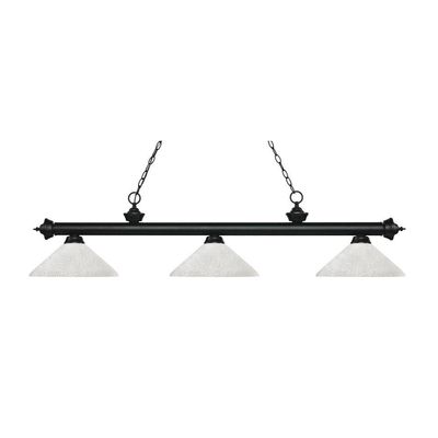 Riviera - 3 Light Island/Billiard in Billiard Style - 13.75 Inches Wide by 13 Inches High-Matte Black Finish-White Linen