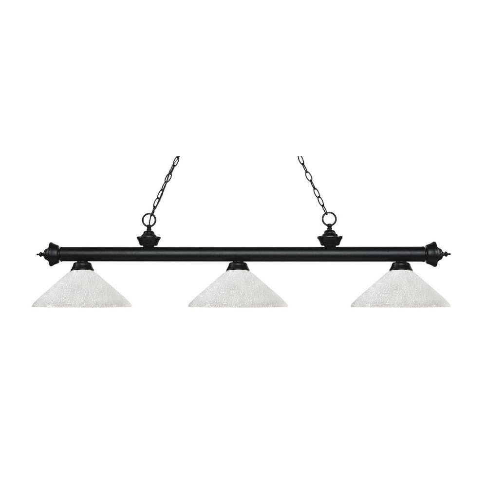 Riviera - 3 Light Island/Billiard in Billiard Style - 13.75 Inches Wide by 13 Inches High-Matte Black Finish-White Linen
