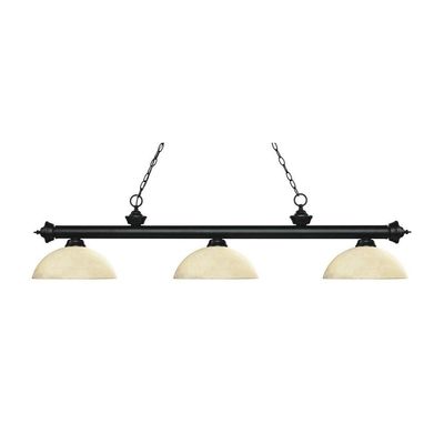 Riviera - 3 Light Island/Billiard in Craftsman Style - 13.5 Inches Wide by 12.75 Inches High-Matte Black Finish-Golden M