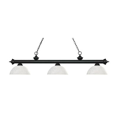 Riviera - 3 Light Island/Billiard in Craftsman Style - 13.5 Inches Wide by 12.75 Inches High-Matte Black Finish-White Li