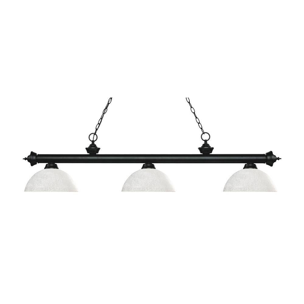 Riviera - 3 Light Island/Billiard in Craftsman Style - 13.5 Inches Wide by 12.75 Inches High-Matte Black Finish-White Li
