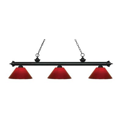 Riviera - 3 Light Island/Billiard in Billiard Style - 14.25 Inches Wide by 14.25 Inches High-Matte Black Finish-Red Shad
