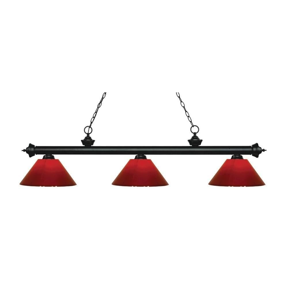 Riviera - 3 Light Island/Billiard in Billiard Style - 14.25 Inches Wide by 14.25 Inches High-Matte Black Finish-Red Shad
