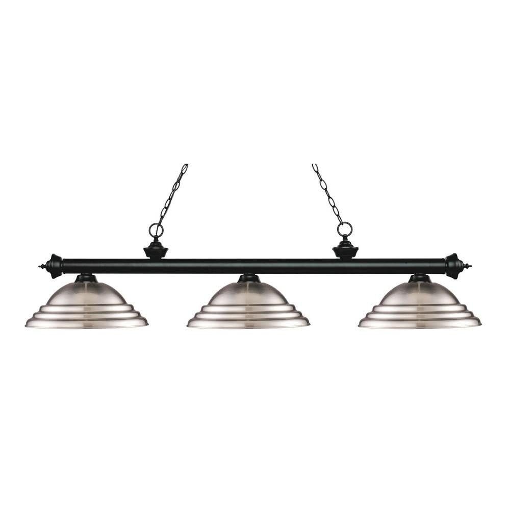 Riviera - 3 Light Island/Billiard in Billiard Style - 16 Inches Wide by 13.25 Inches High-Matte Black Finish-Brushed Nic