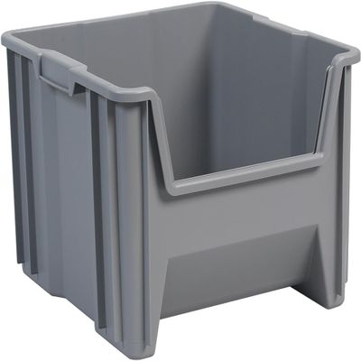 Akro-Mils - 13018GREY 13018 Stack-N-Store Heavy Duty Stackable Open Front Plastic Storage Container Bin, (17-1/2-Inch x 16-1/2-Inch x 12-1/2-Inch), (2-Pack), Grey Gray