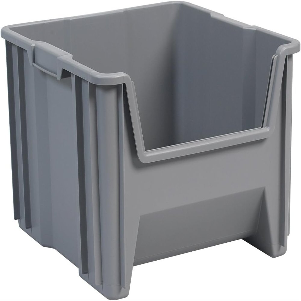 Akro-Mils - 13018GREY 13018 Stack-N-Store Heavy Duty Stackable Open Front Plastic Storage Container Bin, (17-1/2-Inch x 16-1/2-Inch x 12-1/2-Inch), (2-Pack), Grey Gray