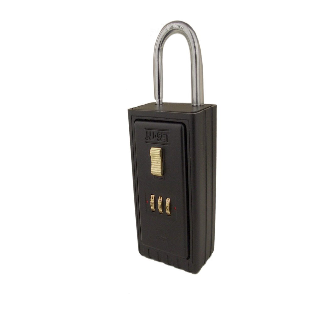 NU-SET Lock | 3-Number Combination Lock Box | Keyed Shackle Key Storage Lock Box | Home Improvement & Door Hardware (Black)