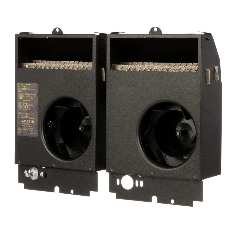 Cadet Com-Pak Twin Electric Wall Heater Assembly Only With Thermostat (Model: CST402T, Part: 67532), 13648/10236 BTU, 240/208 Volt, 4000/3000 Watt