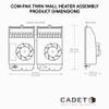 Cadet Com-Pak Twin Electric Wall Heater Assembly Only With Thermostat (Model: CST402T, Part: 67532), 13648/10236 BTU, 240/208 Volt, 4000/3000 Watt view 4