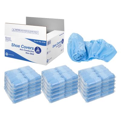 Dynarex Disposable Shoe Cover, Universal Size, Non-Conductive and Non-Skid, Have Sewn Seams with Elastic Opening and Fits Most Shoes, Ideal for Personal or Professional Use, Blue, 1 Box of 150 Pairs