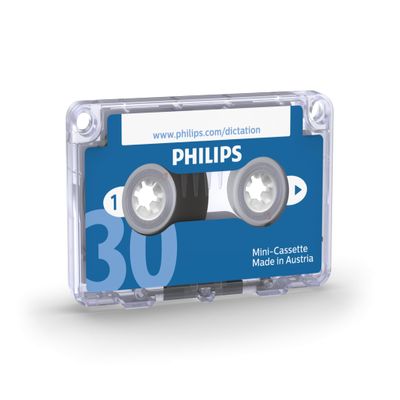Philips Audio and Dictation Mini Cassette, 30 min (15 min x 2), 10/Pack
