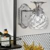 Hinkley Plantation Small Single Light Bath Vanity Sconce - Pineapple Motif, 1-Light, Clear Optic Glass - Polished Antique Nickel Finish view 2