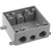 Carlon E382DE T Outlet Box, Weatherproof, 2 Gang, 4.62-Inch Length by 4.62-Inch Width by 2-Inch Depth, Gray, 1-Pack view 1