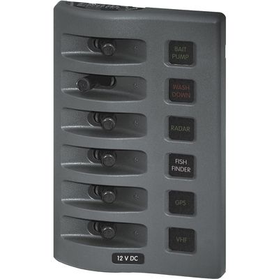 Blue Sea Systems 4306 Switch Panel, WeatherDeck, 6 Pos., Gray, 12V