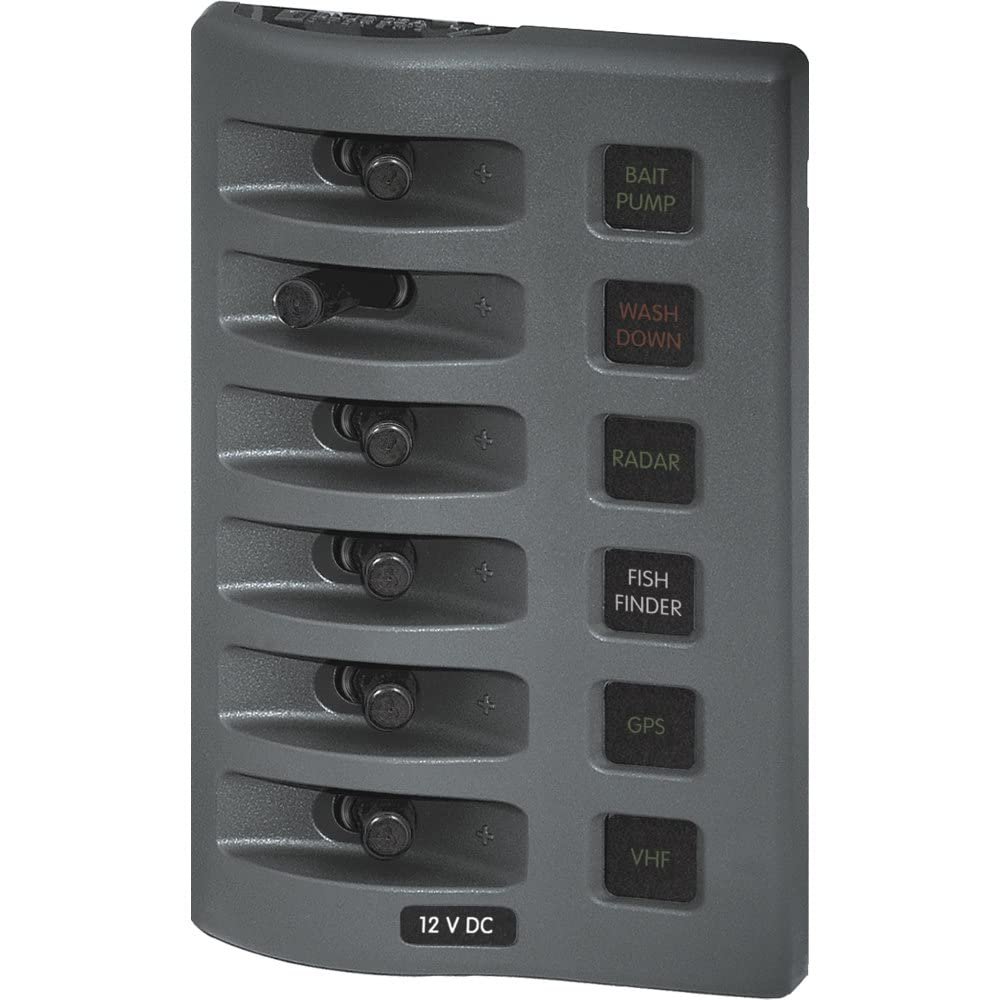 Blue Sea Systems 4306 Switch Panel, WeatherDeck, 6 Pos., Gray, 12V