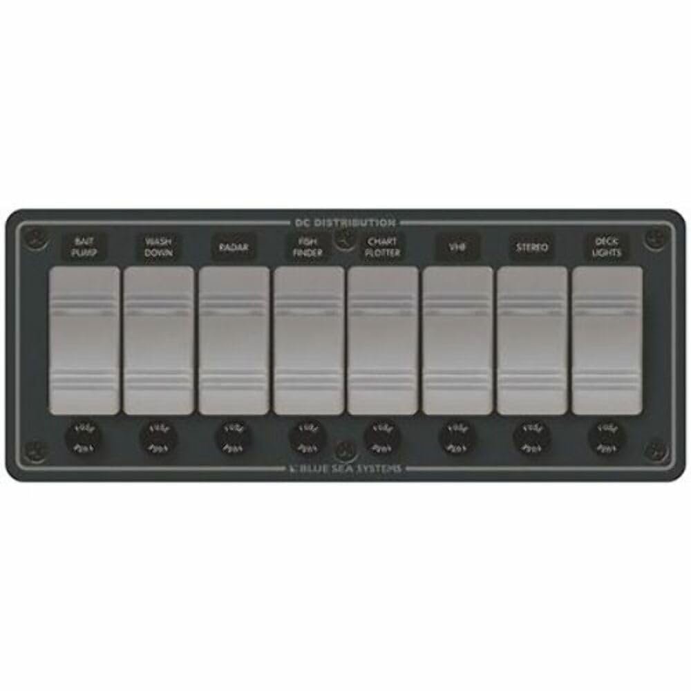 Blue Sea Systems 8261 Contura Water Resistant 12V DC Panel - 8 Position
