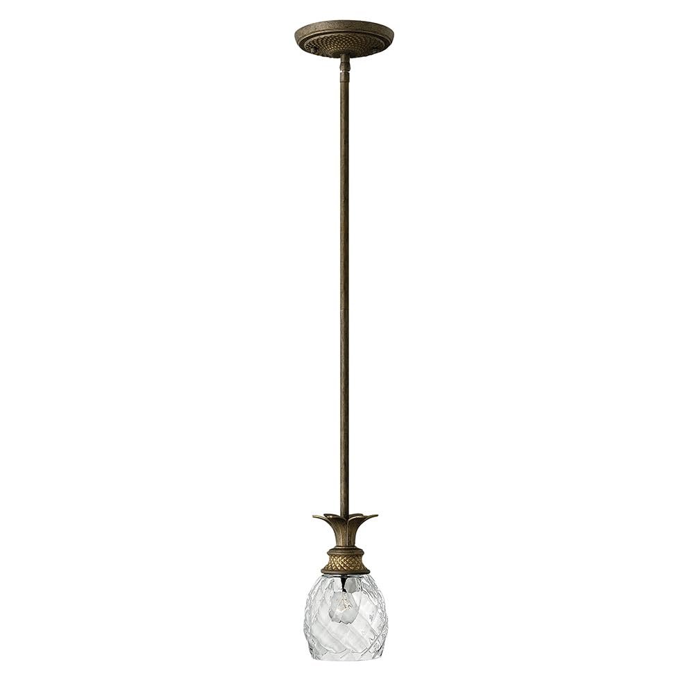 Hinkley Plantation 5317PZ One Light Pendant - Pineapple Motif, Clear Optic Glass Shade - Pearl Bronze