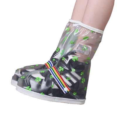 The Clover Transparent Unisex Rain Proof Shoes Cover Outdoor Riding Rain Boots (Tall canister, S)
