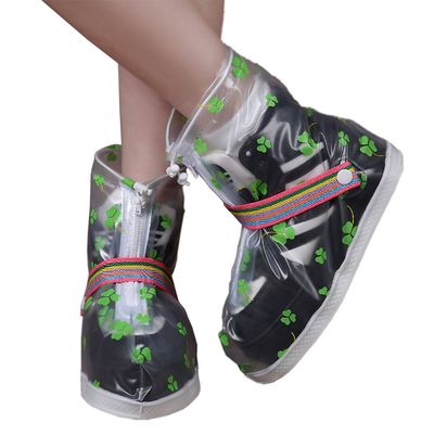 The Clover Transparent Unisex Rain Proof Shoes Cover Outdoor Riding Rain Boots (Short canister, M)