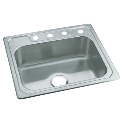 Kohler Sterling 14631-4-NA Middleton 25-inch by 22-inch Top-mount Single Bowl Kitchen Sink, Stainless Steel