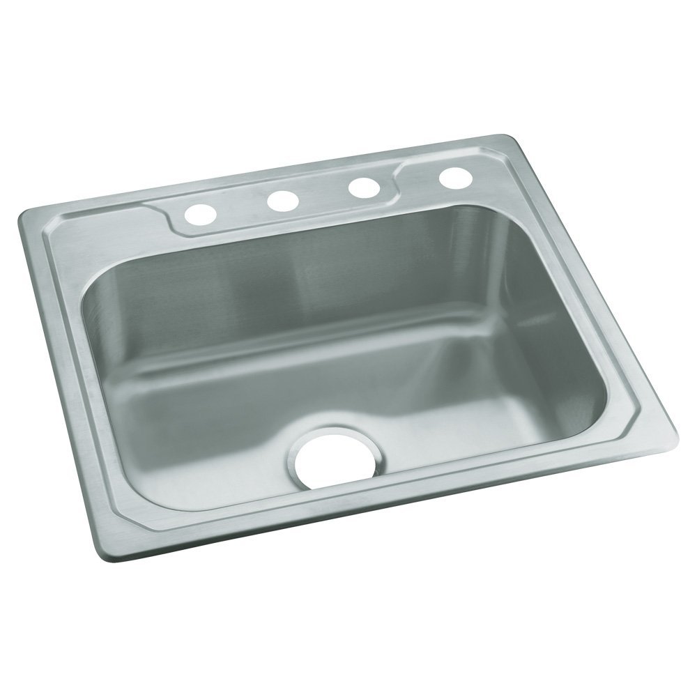 Kohler Sterling 14631-4-NA Middleton 25-inch by 22-inch Top-mount Single Bowl Kitchen Sink, Stainless Steel