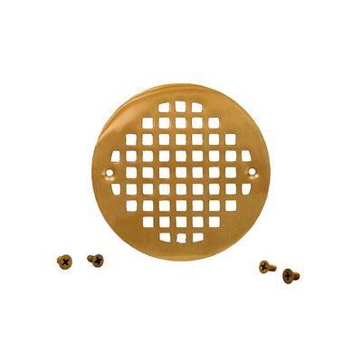 Jones Stephens 4" Polished Brass Round Cast Coverall Strainer