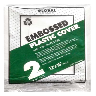 12' x 15' Premier Paint Roller 28080 Global Guard Embossed Plastic Dropcloth 2-Mil