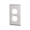 Eaton 93101 Standard Size Stainless Steel 1-Gang Duplex Receptacle Wallplate, Satin Brush Finish view 2