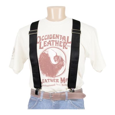 Occidental Leather Oxy Nylon Suspenders - Extra Heavy 2 Wide Straps & Heavy Harness Leather Rear Spreader - Made In USA