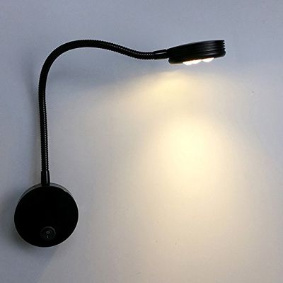 Luminturs(TM 3W LED Wall Sconces Picture Spot Lamp Fixture Flexible Pipe Button Light Warm White