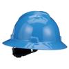 MSA 475368 V-Gard Full-Brim Hard Hat With Fas-Trac III Ratchet Suspension | Polyethylene Shell, Superior Impact Protection, Self Adjusting Crown-Straps - Standard Size in Blue view 1
