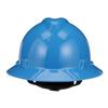 MSA 475368 V-Gard Full-Brim Hard Hat With Fas-Trac III Ratchet Suspension | Polyethylene Shell, Superior Impact Protection, Self Adjusting Crown-Straps - Standard Size in Blue view 3