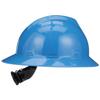 MSA 475368 V-Gard Full-Brim Hard Hat With Fas-Trac III Ratchet Suspension | Polyethylene Shell, Superior Impact Protection, Self Adjusting Crown-Straps - Standard Size in Blue view 4