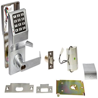 Alarm Lock Trilogy T2 100-User Weatherproof Interchangeable Core Electronic Digital Keypad Cylindrical Lock Leverset, Satin Chrome Finish