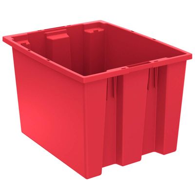 Akro-Mils Stack And Nest Tote Box - 19X15x13" - Red - Red - Lot of 6