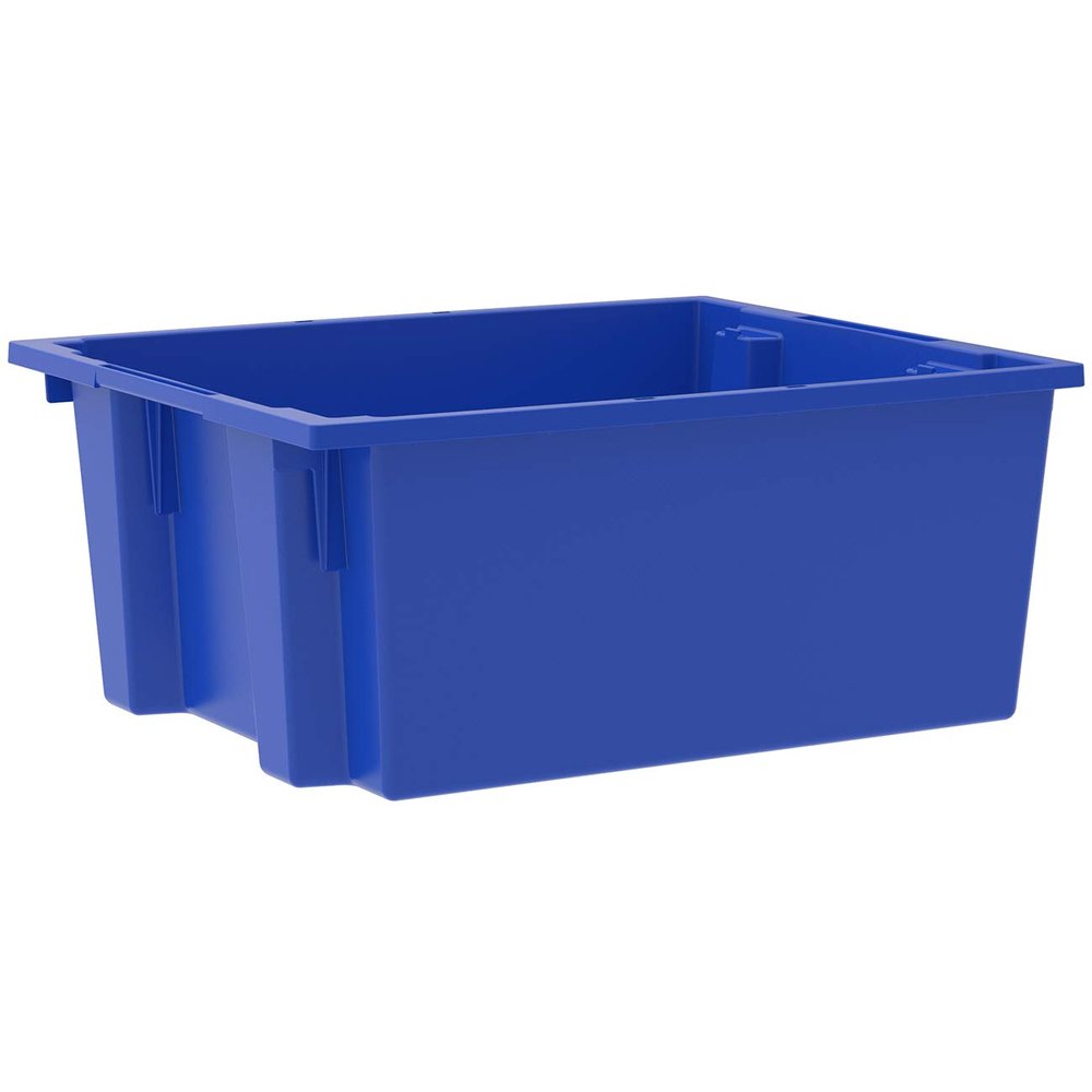 Akro-Mils 35225 Nest and Stack Plastic Storage Bins, Heavy Duty Industrial Strength Totes for Storage, Transportation and Material Handling Boxes, 23-1/2" L x 19" W x 10" H, Blue, 3-Pack