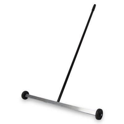 Master Magnetics Magnet Sweeper, 27 Wide Push-Type Mini Magnetic Broom with Wheels, Industrial Pick-Up Tool for Nails, Screws, and Metal Debris, 07265