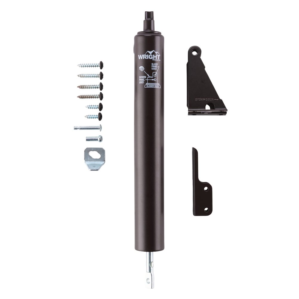 Wright Products Pneumatic Storm Door Closer Adjustable, Smooth-Closing with Hold-Open Washer (Transitional, Bronze)