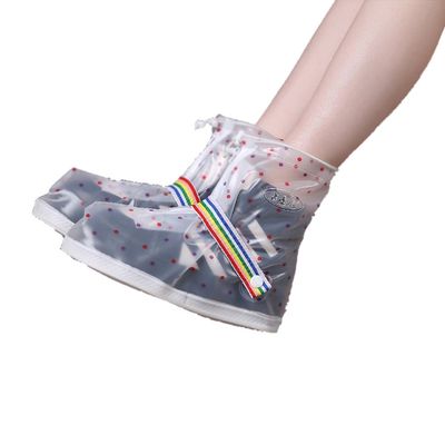 Round Points Transparent Unisex Rain Proof Shoes Cover Outdoor Riding Rain Boots (Short Canister, L)