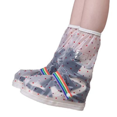 Round Points Transparent Unisex Rain Proof Shoes Cover Outdoor Riding Rain Boots (Tall canister, S)