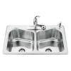 KOHLER Staccato 33" Top Mount Kitchen Sink, Stainless Steel Kitchen Sink with Double-Equal Bowl and 4 Faucet Holes, K-3369-4-NA view 1