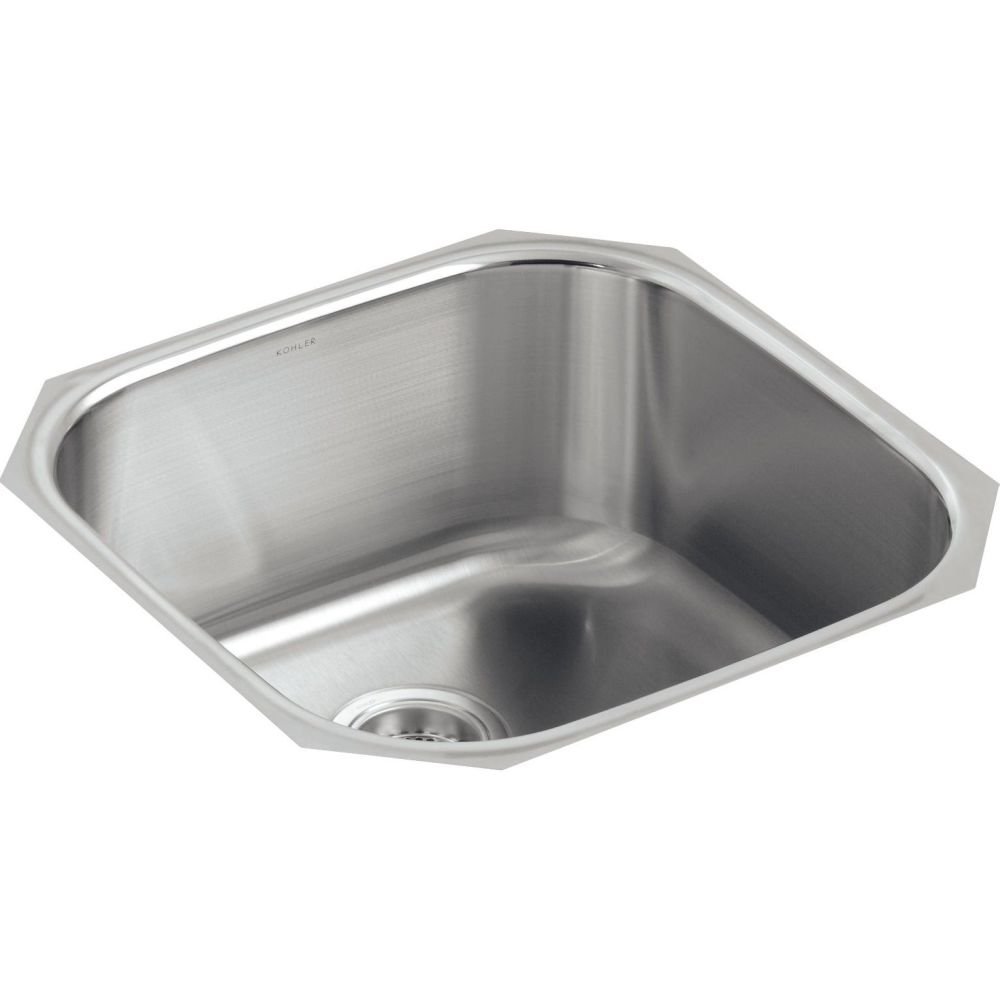 Kohler K-3335-NA 20" Single Bowl Rounded Undermount Kitchen Sink Stainless Steel